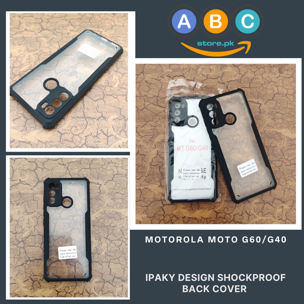 Motorola Moto G40/G60 Case, IPaky Design Shockproof Hybrid Ultra Clear with Soft Black Rubber Sides Back Cover