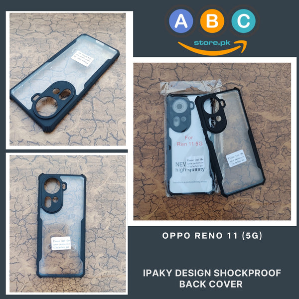 Oppo Reno 11 (5G) Case, IPaky Design Shockproof Hybrid Ultra Clear with Soft Black Rubber Sides Back Cover