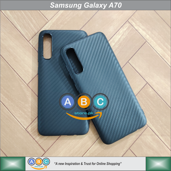 Samsung Galaxy A70 Case, Ultra Slim Carbon Textured Soft TPU Back Cover