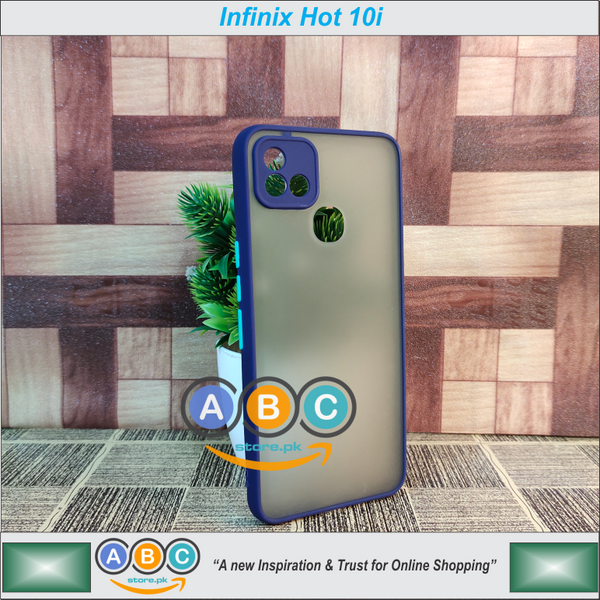 Infinix Hot 10i Case, Smoke Matte Shock Proof Lens Protective Back Cover