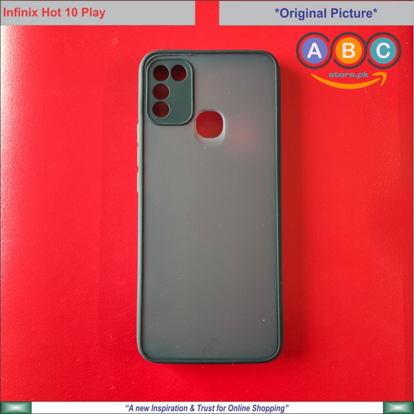 Infinix Hot 10 Play Case, Smoke Matte Shock Proof Lens Protective Back Cover