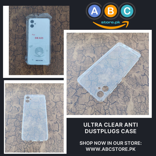 Samsung Galaxy A05 Case, Soft TPU Ultra-Clear with Dust Plugs (NO Corner Bumpers) Back Cover