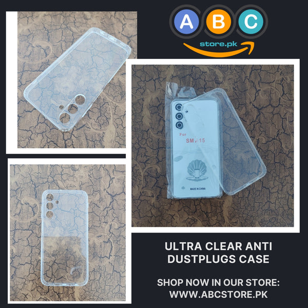 Samsung Galaxy A15 Case, Soft TPU Ultra-Clear with Dust Plugs (NO Corner Bumpers) Back Cover