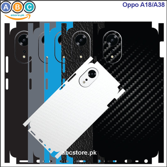 OPPO A18/ A38, Glossy/Matte/Carbon/Leather Textured Full Back Protection Phone Vinyl Wrap