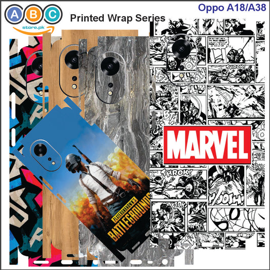 Oppo A18/A38 Printed Full Back Protection Phone Vinyl Wrap