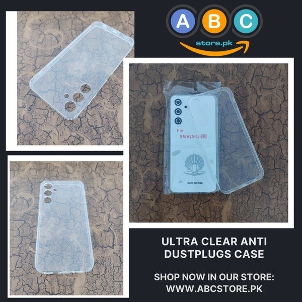 Samsung Galaxy A25 Case, Soft TPU Ultra-Clear with Dust Plugs (NO Corner Bumpers) Back Cover