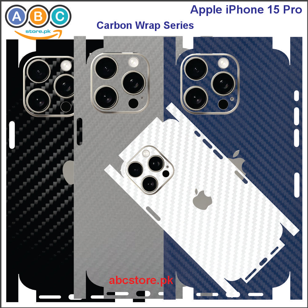 Apple iPhone 15 Pro, Glossy/Matte/Carbon/Leather Textured Full Back Protection Phone Vinyl Wrap