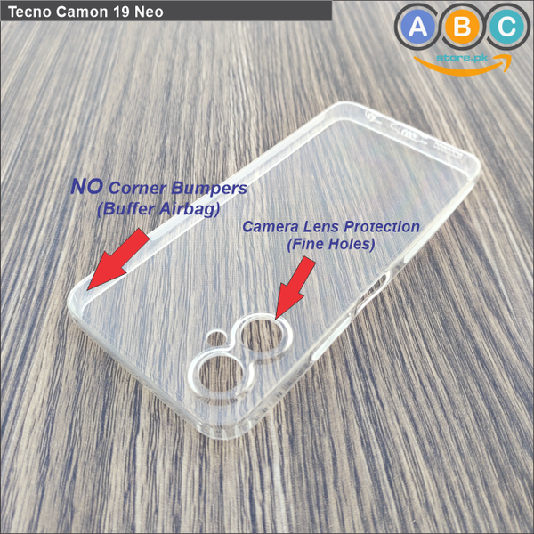 Tecno Camon 19 Neo Case, Soft TPU with Dust Plugs (NO Corner Bumpers) Ultra Clear Back Cover