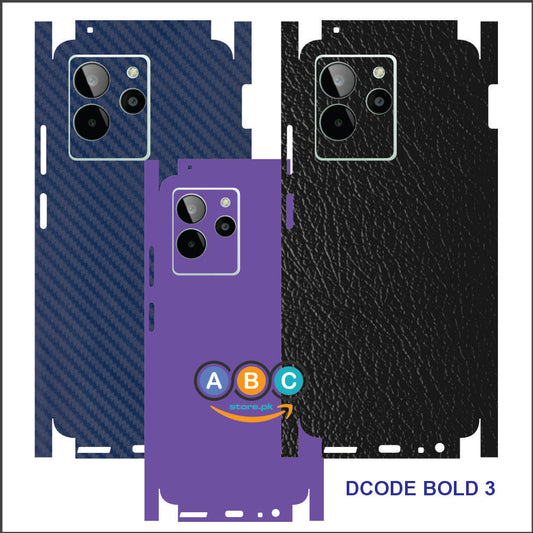 Dcode Bold 3, Glossy/Matte/Carbon/Leather Textured Full Back Protection Phone Vinyl Wrap