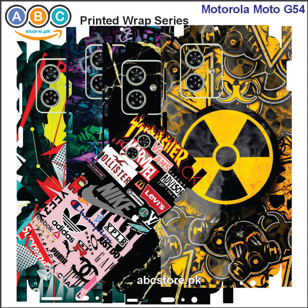 Motorola Moto G54 (5G), Printed Full Back Protection Phone Vinyl Wrap