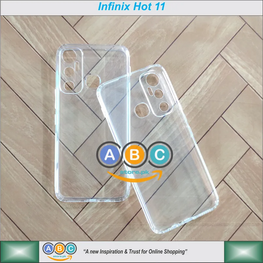 Infinix Hot 11, Soft TPU with Dust Plugs (NO Corner Bumpers) Ultra Clear Back Cover