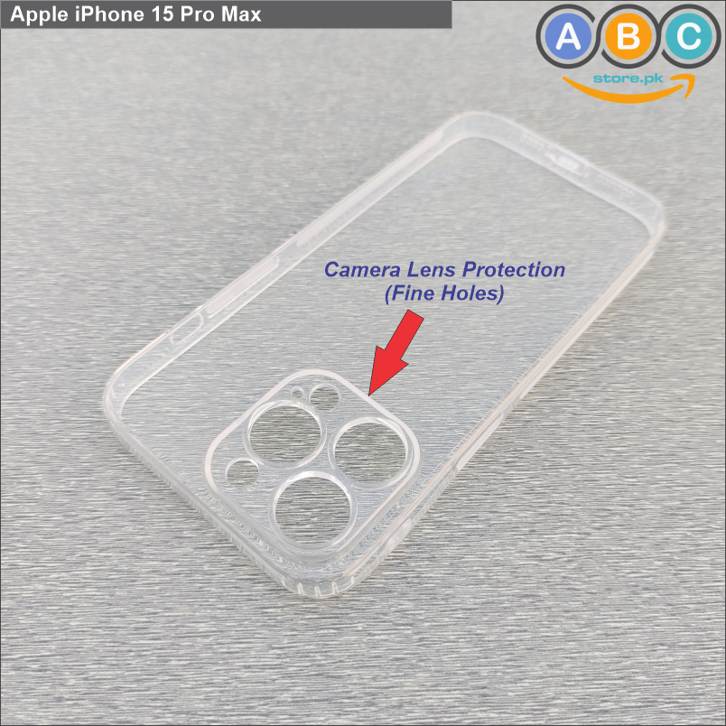 Apple iPhone 15 Pro Max Case, Soft TPU Ultra-Clear with Dust Plugs (NO Corner Bumpers) Back Cover