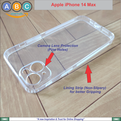 Apple iPhone 14 Max (Plus) Case, Soft TPU Ultra-Clear with Dust Plugs (NO Corner Bumpers) Back Cover
