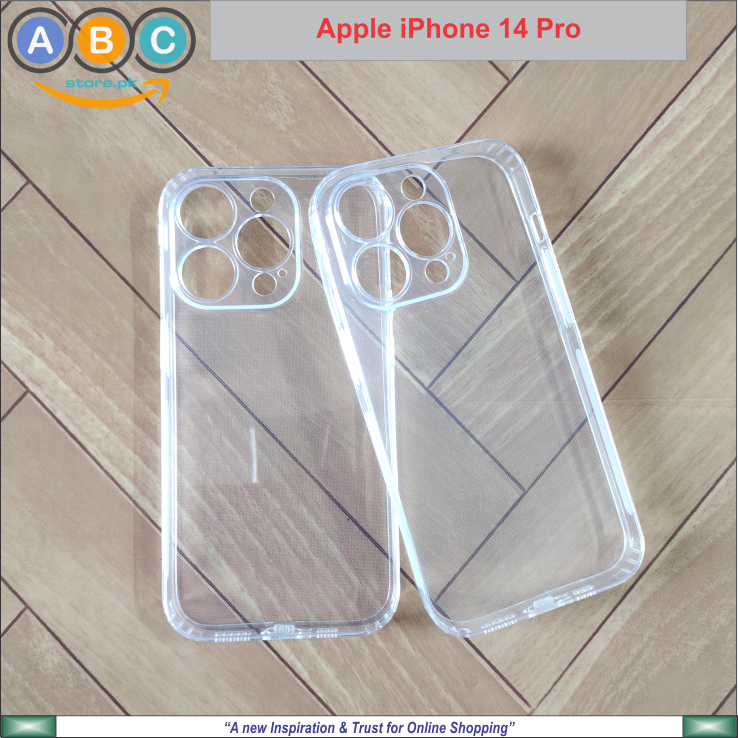 Apple iPhone 14 Pro Case, Soft TPU Ultra-Clear with Dust Plugs (NO Corner Bumpers) Back Cover
