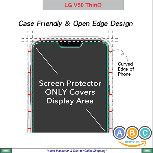 LG V50 ThinQ (5G), Polished Tempered 2.5D 9H Glass Screen Protector (Only Covers Display Area)