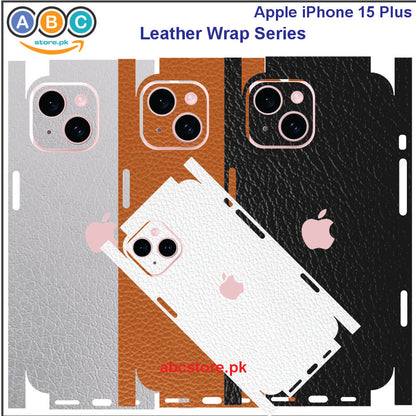 Apple iPhone 15 Plus (Max), Glossy/Matte/Carbon/Leather Textured Full Back Protection Phone Vinyl Wrap