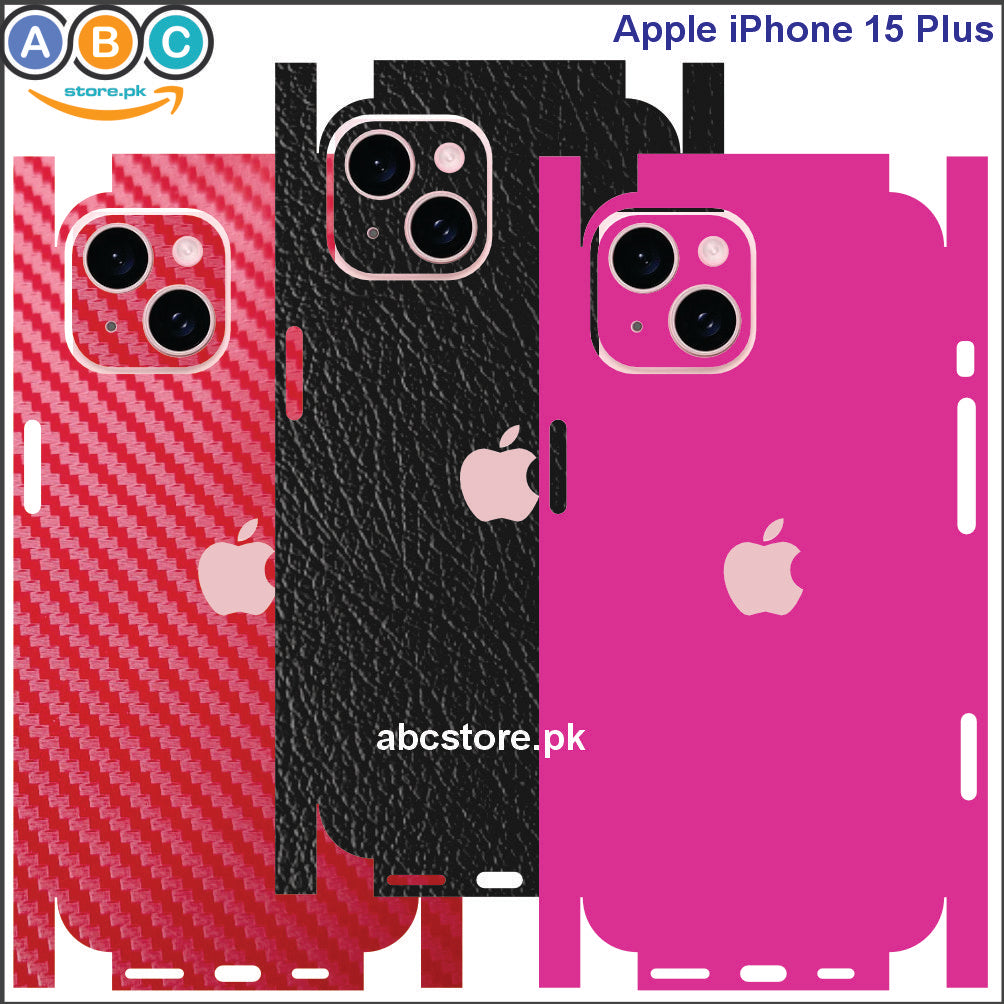 Apple iPhone 15 Plus (Max), Glossy/Matte/Carbon/Leather Textured Full Back Protection Phone Vinyl Wrap