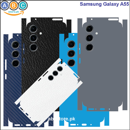Samsung Galaxy A55, Glossy/Matte/Carbon/Leather Textured Full Back Protection Phone Vinyl Wrap