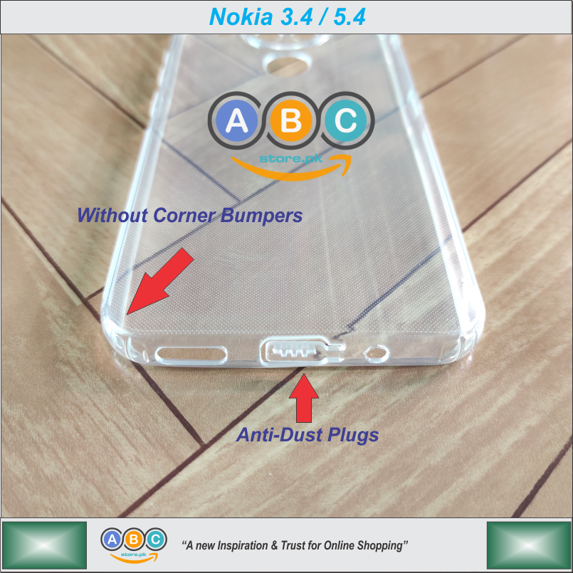 Nokia 3.4 / 5.4 Case, Soft TPU Ultra-Clear with Dust Plugs (NO Corner Bumpers) Back Cover