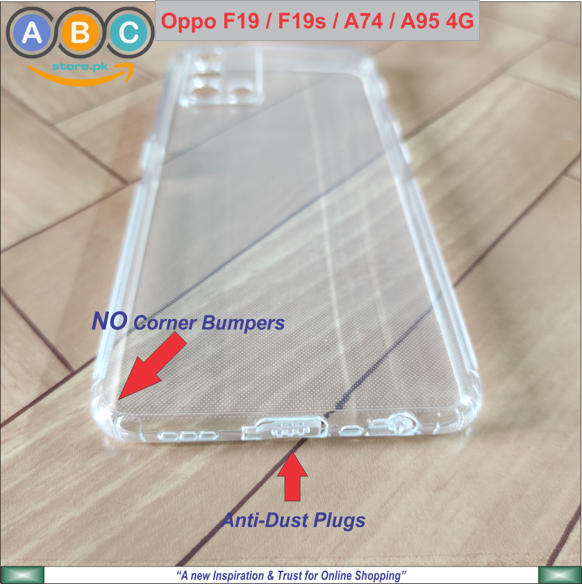 Oppo F19 / F19s / A74 / A95 4G Case, Soft TPU with Dust Plugs (NO Corner Bumpers) Ultra Clear Back Cover