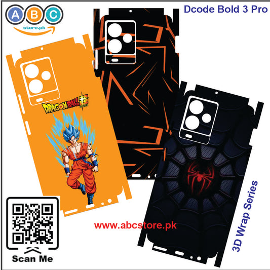 Dcode Bold 3 Pro, 3D Embossed Full Back Protection Phone Vinyl Wrap