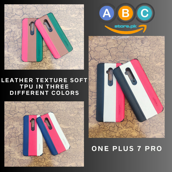 OnePlus 7 Pro (4G), Leather Texture Soft TPU in Three Different Colors Pattern Shockproof Back Cover