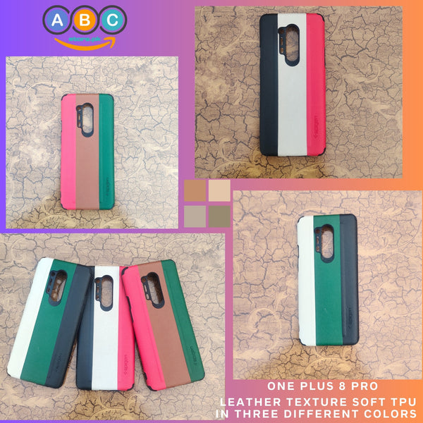 OnePlus 8 Pro (4G), Leather Texture Soft TPU in Three Different Colors Pattern Shockproof Back Cover