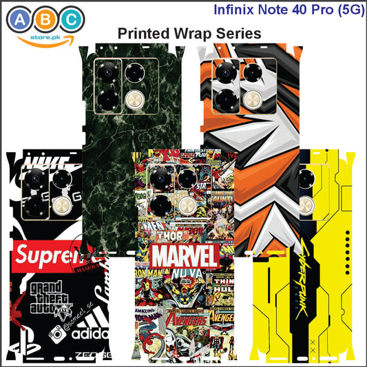 Infinix Note 40 Pro (4G/5G), Printed Full Back Protection Phone Vinyl Wrap