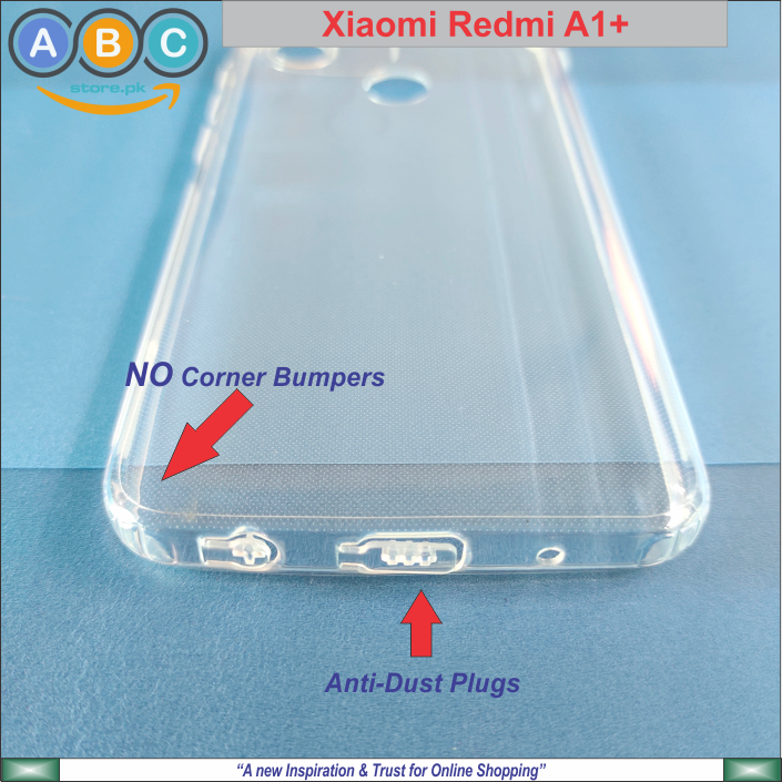 Xiaomi Redmi A1+ / A2+ Case, Soft TPU with Dust Plugs (NO Corner Bumpers) Ultra Clear Back Cover