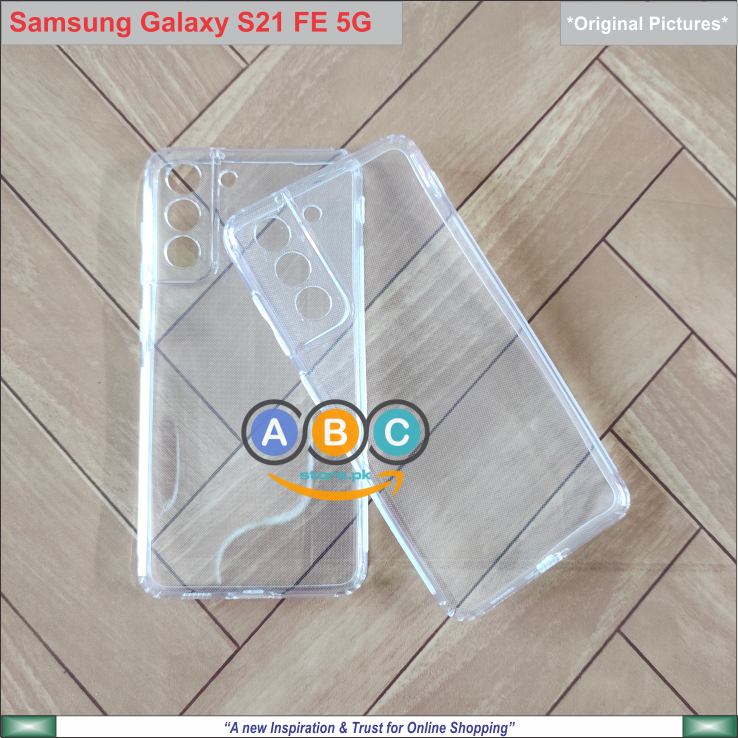 Samsung Galaxy S21 FE Case, Soft TPU with Dust Plugs (NO Corner Bumpers) Ultra Clear Back Cover