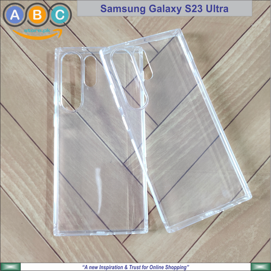 Samsung Galaxy S23 Ultra Case, Soft TPU Ultra-Clear with Dust Plugs (NO Corner Bumpers) Back Cover