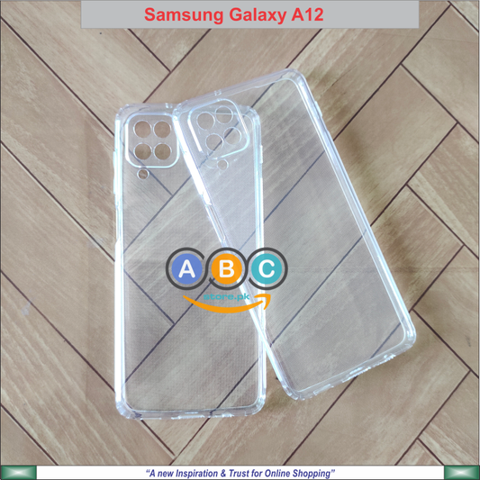Samsung Galaxy A12 Case, Soft TPU Ultra-Clear with Dust Plugs (NO Corner Bumpers) Back Cover