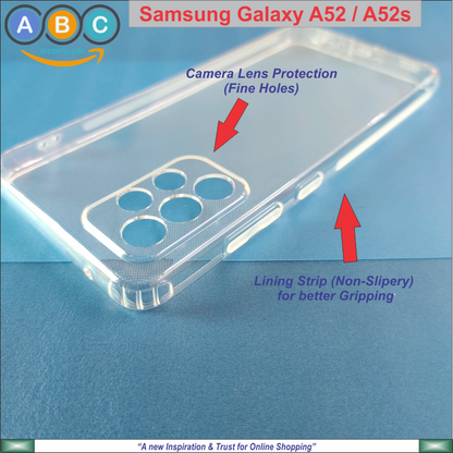 Samsung Galaxy A52/52s Case, Soft TPU Ultra-Clear with Dust Plugs (NO Corner Bumpers) Back Cover