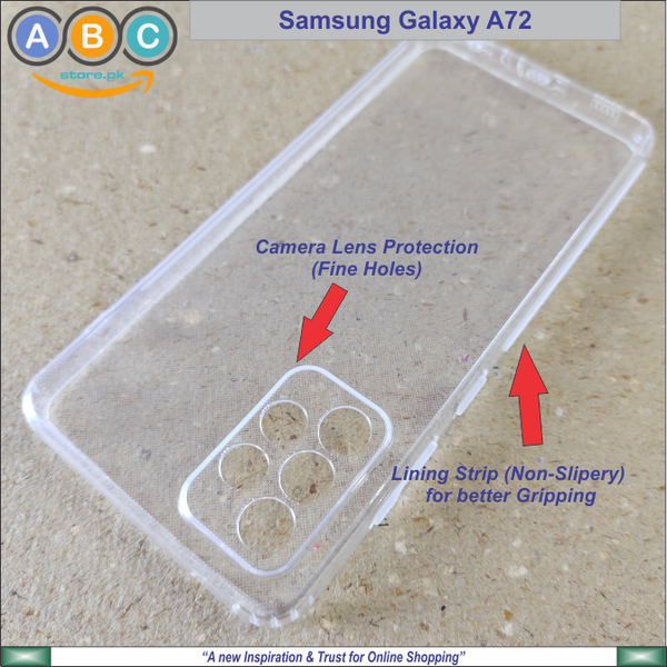 Samsung Galaxy A72 (4G/5G) Case, Soft TPU with Dust Plugs (NO Corner Bumpers) Ultra Clear Back Cover