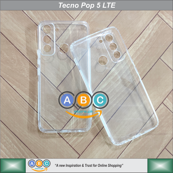 Tecno Pop 5 LTE (BD4) Case, Soft TPU with Dust Plugs (NO Corner Bumpers) Ultra Clear Back Cover