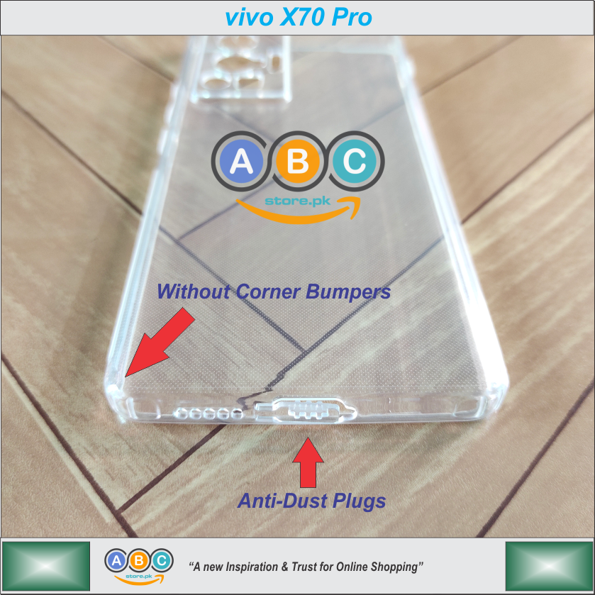 Vivo X70 Pro, Soft TPU Ultra-Clear with Dust Plugs (NO Corner Bumpers) Back Cover