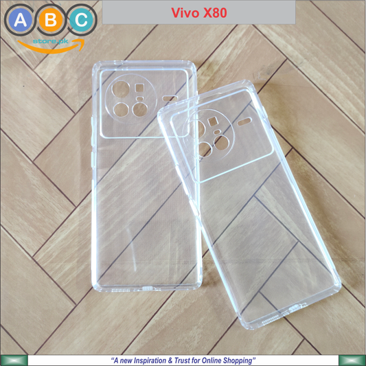 Vivo X80, Soft TPU Ultra-Clear with Dust Plugs (NO Corner Bumpers) Back Cover