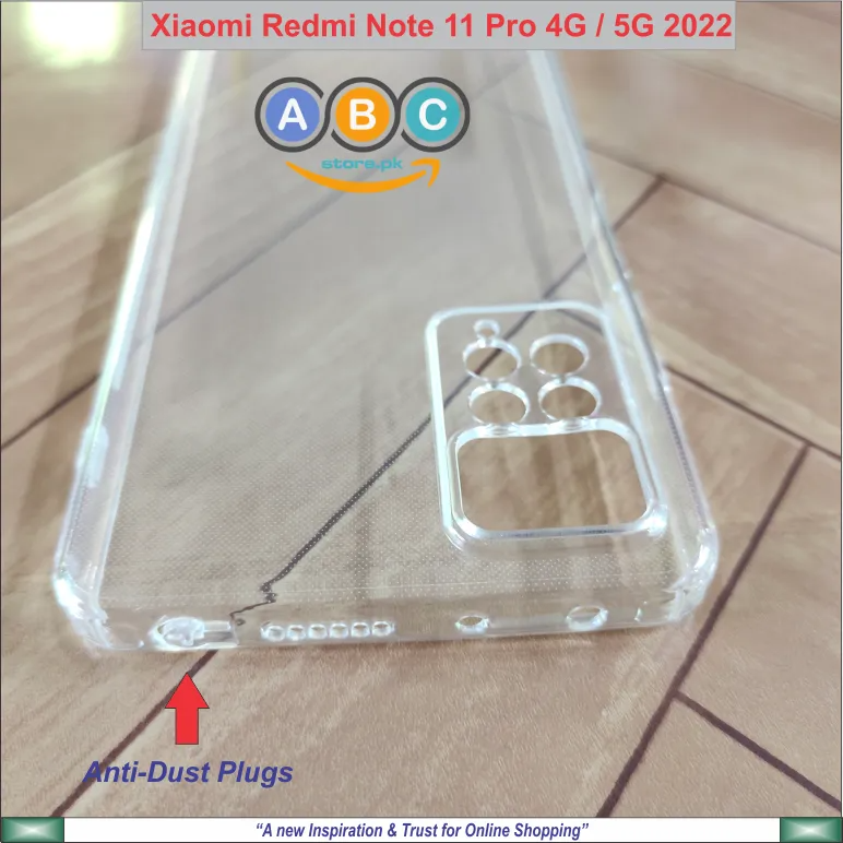 Xiaomi Redmi Note 11 Pro (4G), Soft TPU with Dust Plugs (NO Corner Bumpers) Ultra Clear Back Cover