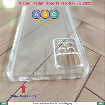 Xiaomi Redmi Note 11 Pro (4G), Soft TPU with Dust Plugs (NO Corner Bumpers) Ultra Clear Back Cover