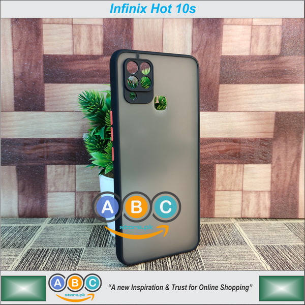 Infinix Hot 10s Case, Smoke Matte Shock Proof Lens Protective Back Cover