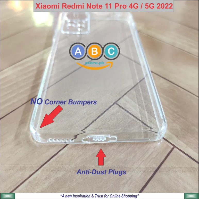 Xiaomi Redmi Note 12 Pro (4G), Soft TPU with Dust Plugs (NO Corner Bumpers) Ultra Clear Back Cover