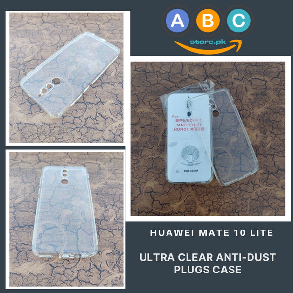 Huawei Mate 10 Lite Case, Soft TPU Ultra-Clear with Dust Plugs (NO Corner Bumpers) Back Cover